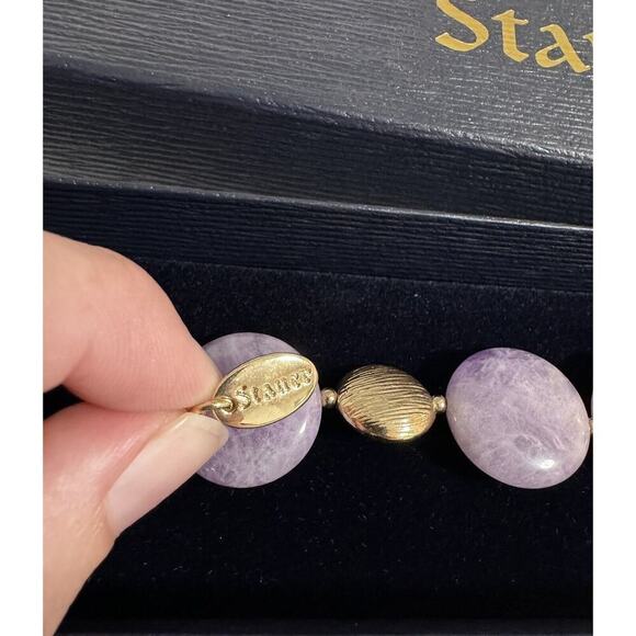 Stauer Large Amethyst Stone Link Bracelet Gold Tone - Picture 4 of 5